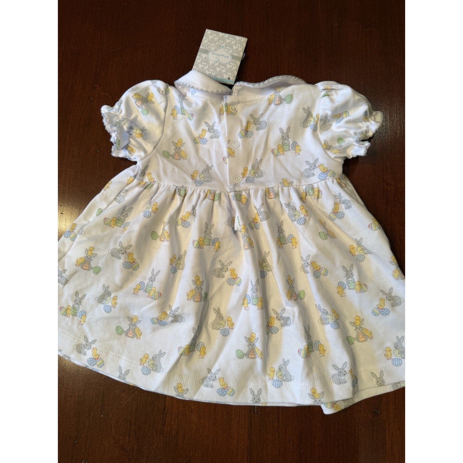 Kissy Kissy Smocked Easter Pima Cotton Peter Pan Collared Dress 0-3 Months Nwt — image 3 of 7